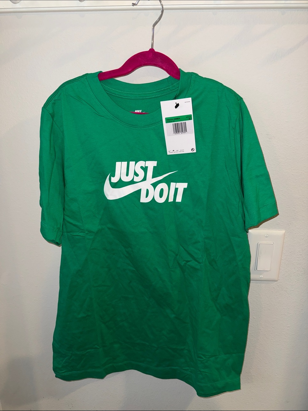 Nike Green Short-Sleeve Tee with White "Just Do It" Logo